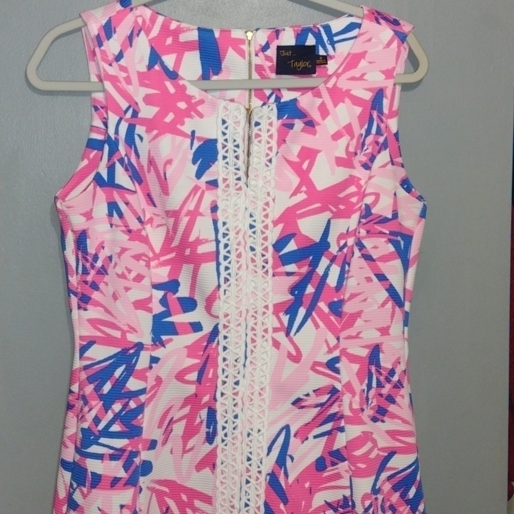 Just Taylor pink and blue , white dress size 8 Barbiecore